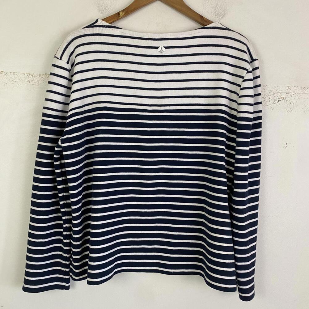 BARBOUR navy white stripe long sleeve cotton shirt sz 12 - Picture 8 of 8